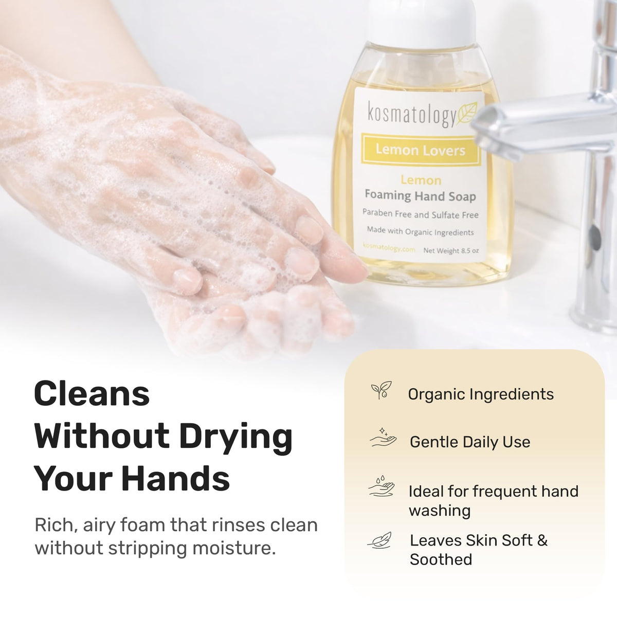kosmatology label closeup listing organic ingredients, transparency and trust
