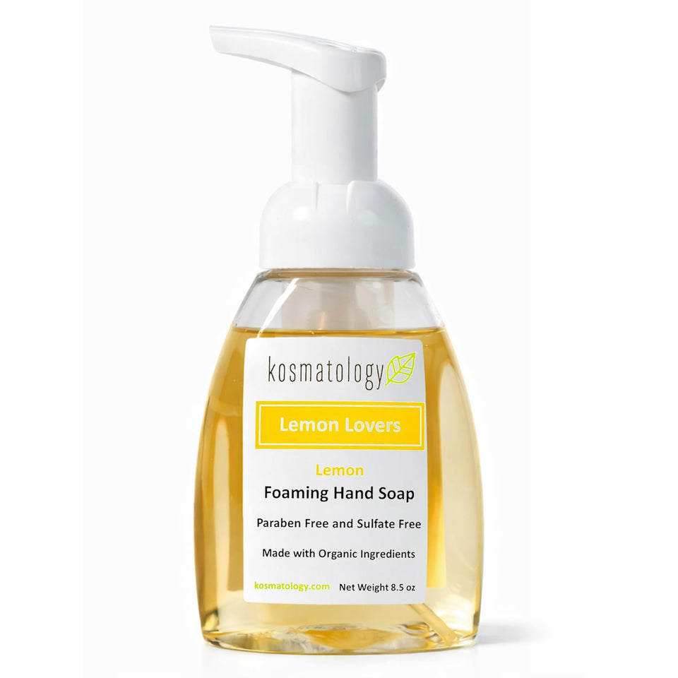 kosmatology front packaging shows lemon foaming soap, quick recognition and freshness
