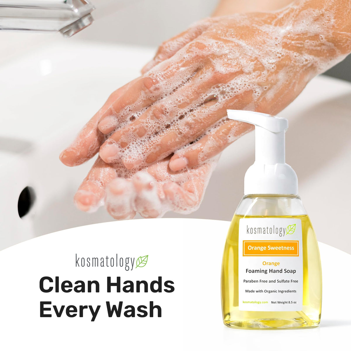 kosmatology pump dispensing foam on hand for quick, low-waste application benefit