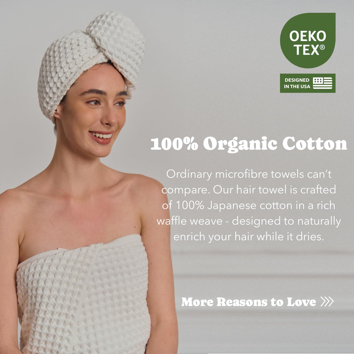 KOSMU model wearing extra-large wrap with long hair demonstrating full coverage