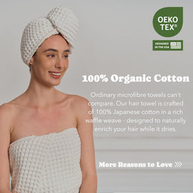 KOSMU model wearing extra-large wrap with long hair demonstrating full coverage