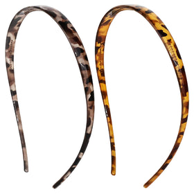 KOVOLITU front view of two leopard headbands showing pattern and slim fit benefits