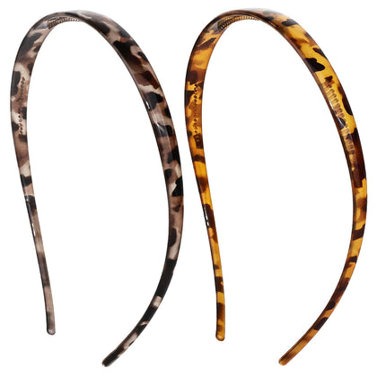 KOVOLITU front view of two leopard headbands showing pattern and slim fit benefits