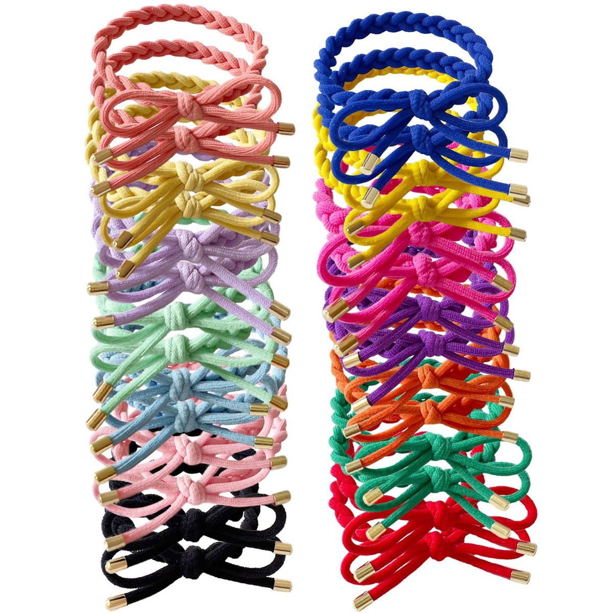 KOVOLITU front packaging showing 28 colorful braided hair ties and variety