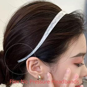 KOVOLITU headband positioned with glasses showing no pressure benefit