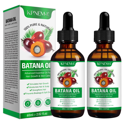 KPNEMA batana oil front view showing two bottles and product label benefits