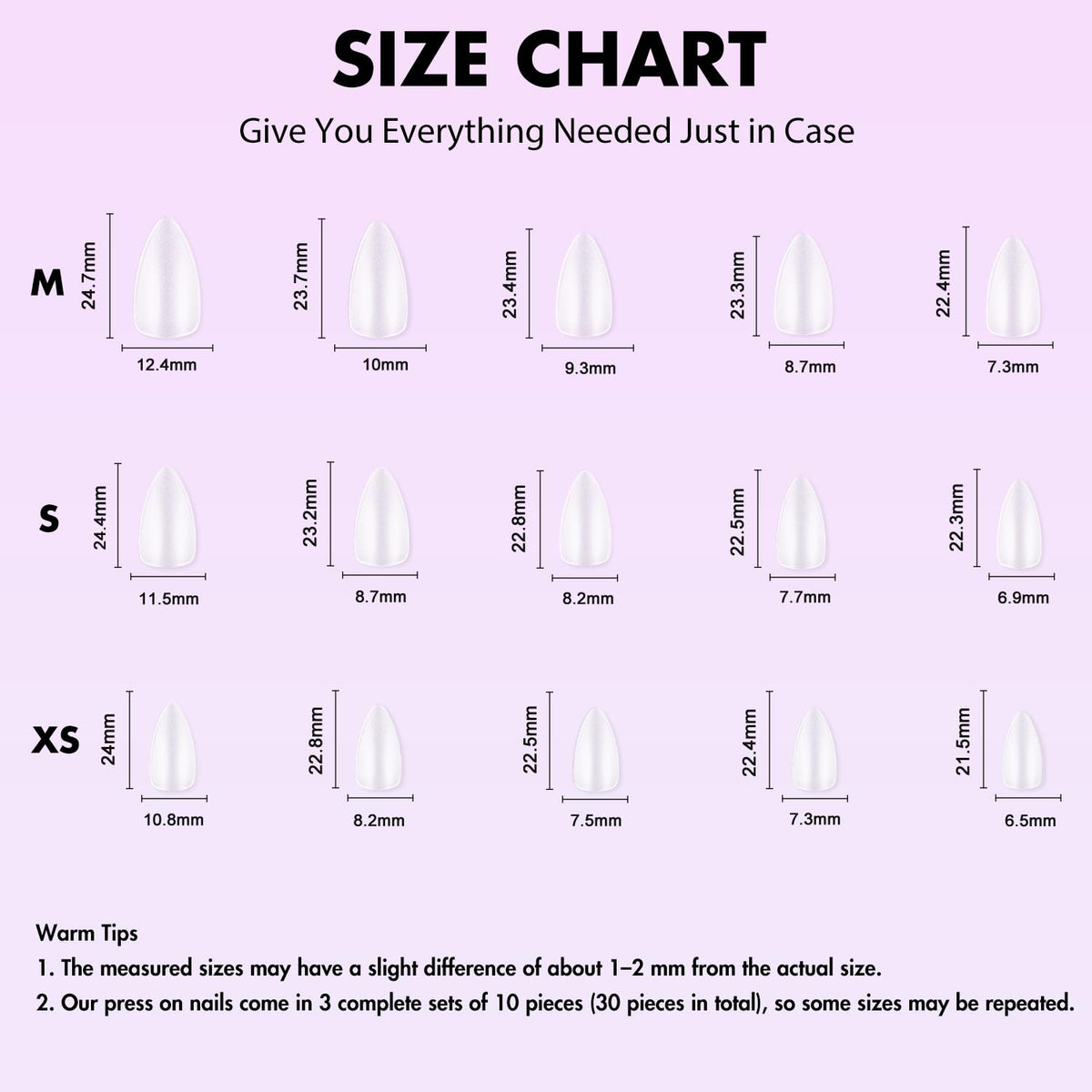 KQueenest size comparison layout of multiple tip sizes for precise fitting and comfort
