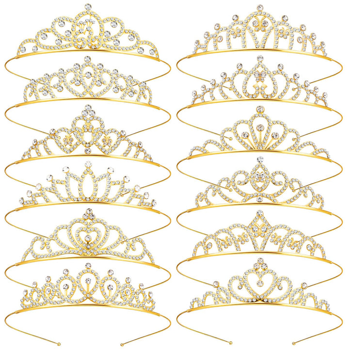 KQYSLXG front packaging showing 12 gold crown headbands, ideal for group events