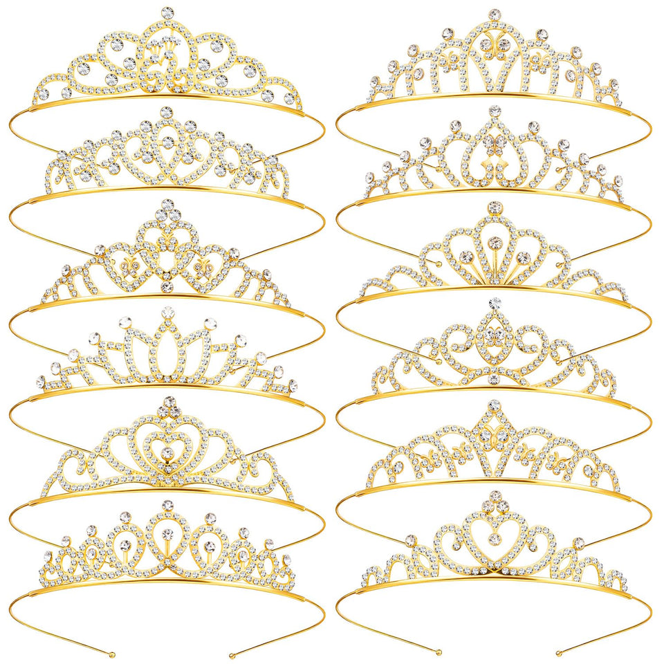 KQYSLXG front packaging showing 12 gold crown headbands, ideal for group events