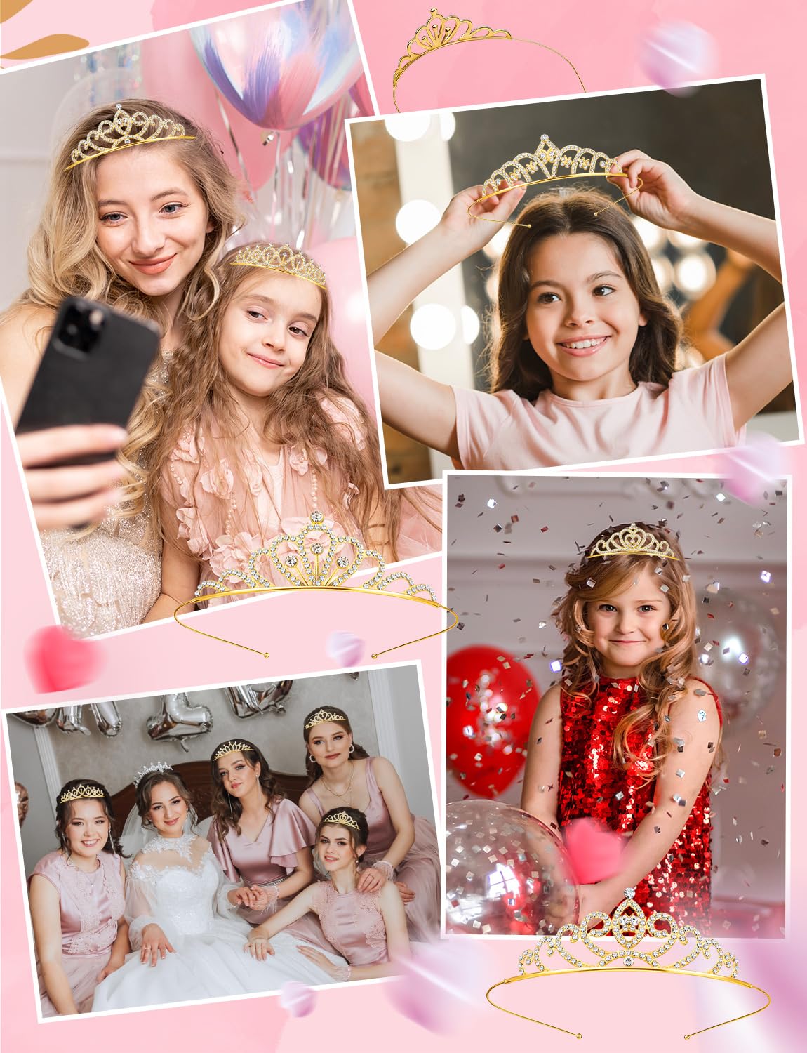 KQYSLXG crowns on a party table, giving festive decor and photo props