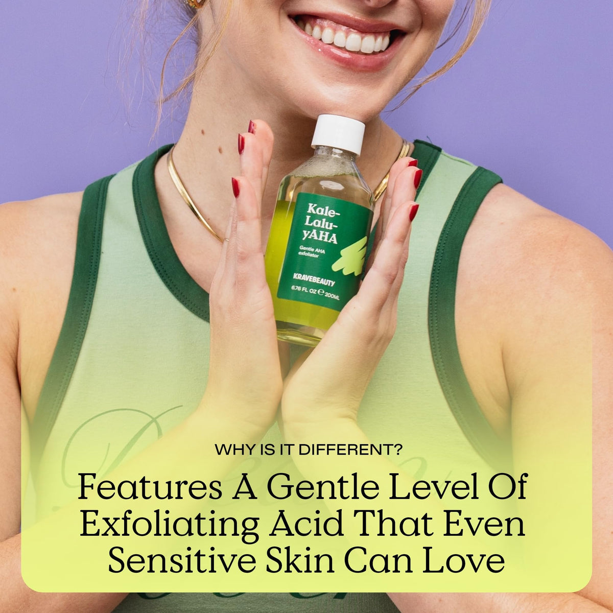 KraveBeauty applied to hand illustrating gentle exfoliation and hydration