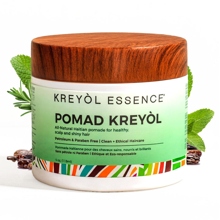 KREYÒL ESSENCE front jar showing label and 4 oz size for easy identification and benefit