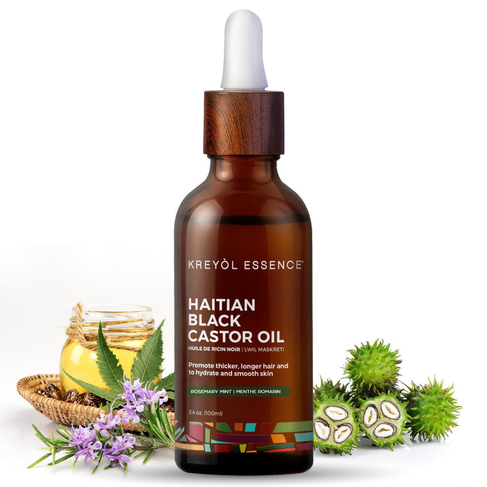 KREYÒL ESSENCE front label showing product name and rosemary peppermint benefit