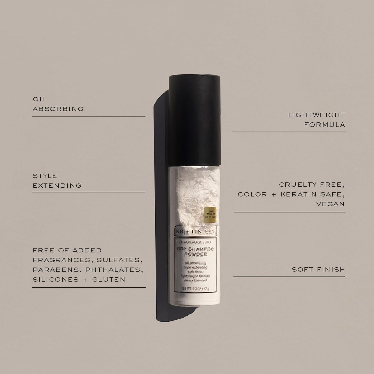 Kristin Ess being applied at roots to absorb oil and instantly mattify hair benefit