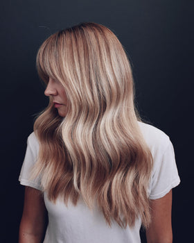 Kristin Ess before and after blonde comparison reducing brassiness