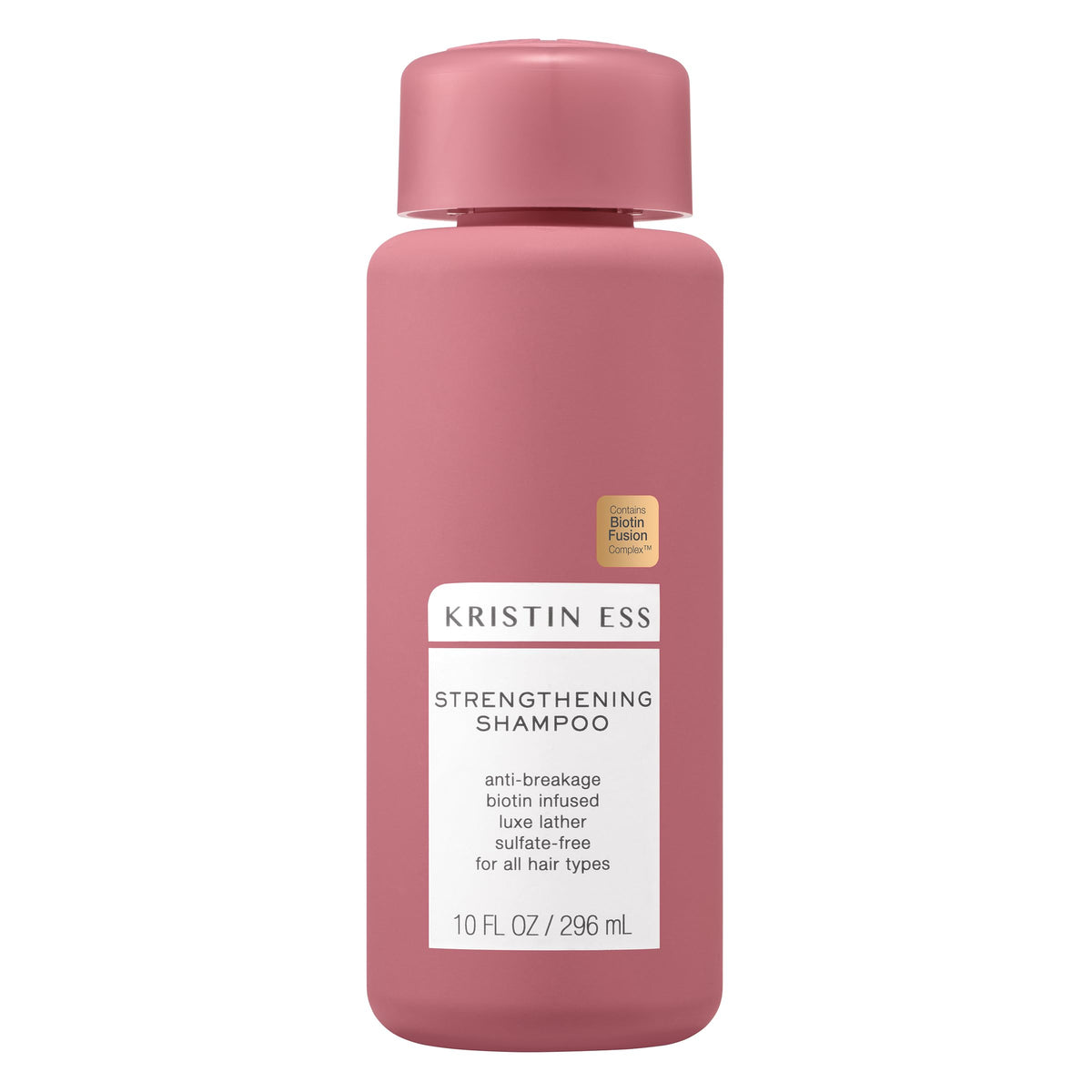 Kristin Ess biotin shampoo front bottle showing product and benefits