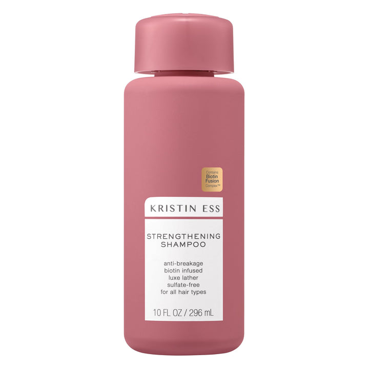 Kristin Ess biotin shampoo front bottle showing product and benefits