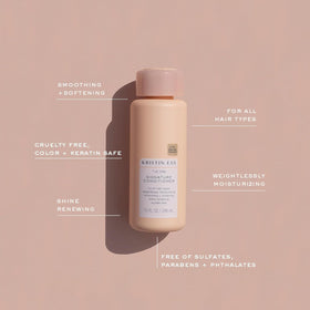 Kristin Ess conditioner bottle on bathroom shelf suggesting daily routine convenience