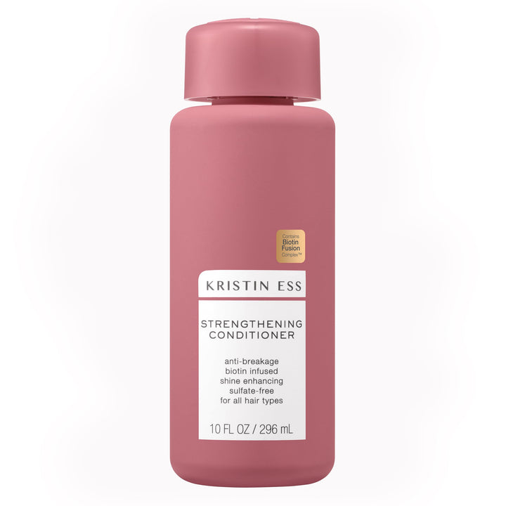 Kristin Ess front bottle image showing product and branding benefits of strengthening hair