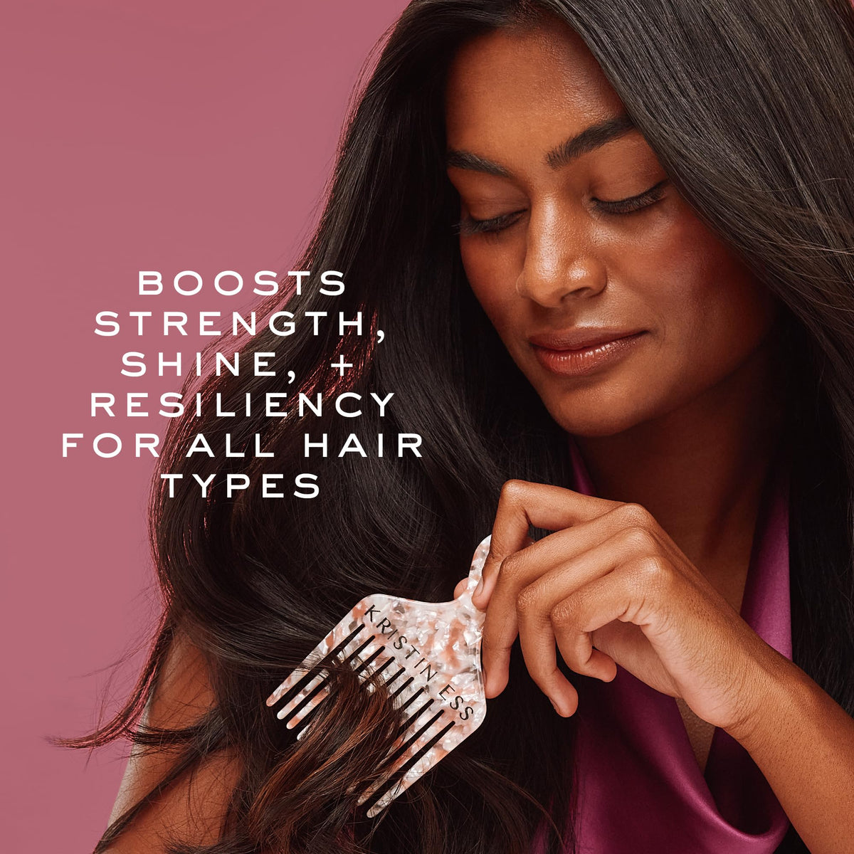 Kristin Ess conditioner on bathroom shelf styled for a lifestyle routine and organized benefit