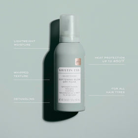 Kristin Ess mousse texture dispensed on palm demonstrating lightweight, airy foam
