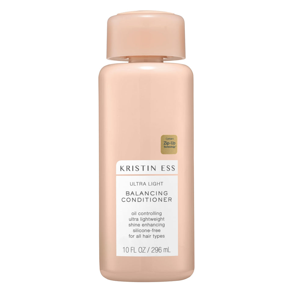 Kristin Ess front packaging of the conditioner and leave-in for easy identification and benefits