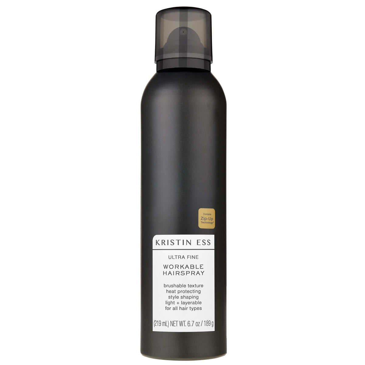 Kristin Ess front canister showing label and matte finish benefit