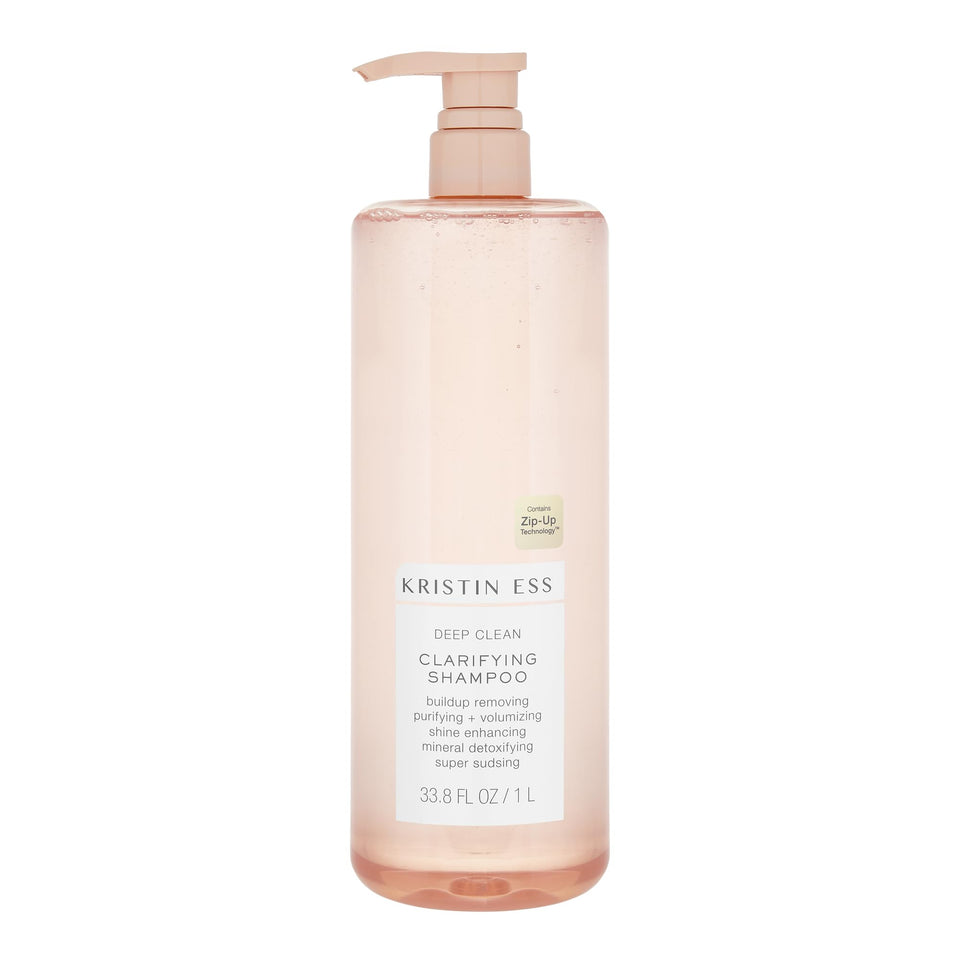 Kristin Ess front label on 33.8oz bottle showing product identity and size benefit