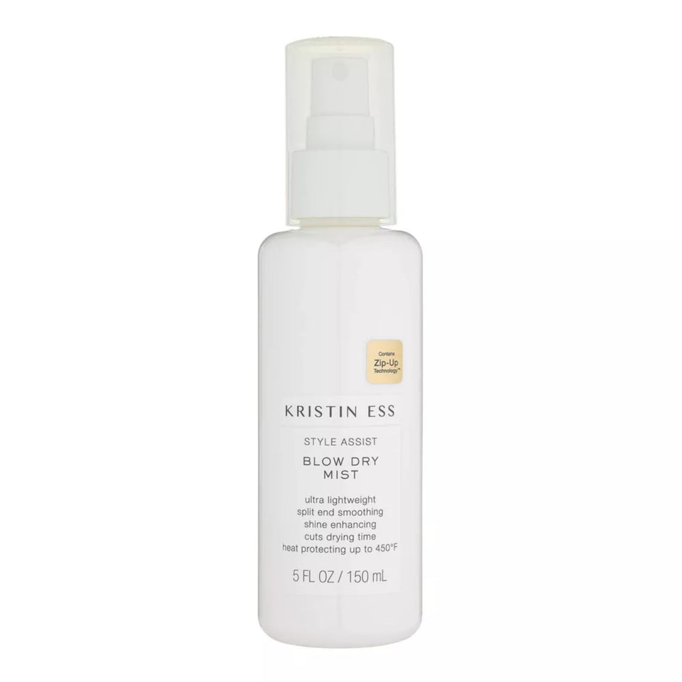 Kristin Ess front packaging showing hydrating heat spray protection and shine