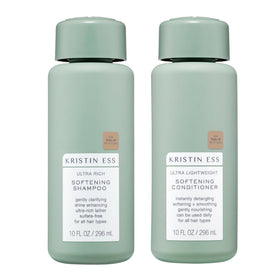Kristin Ess front packaging showing shampoo and conditioner for easy identification and hydration benefit