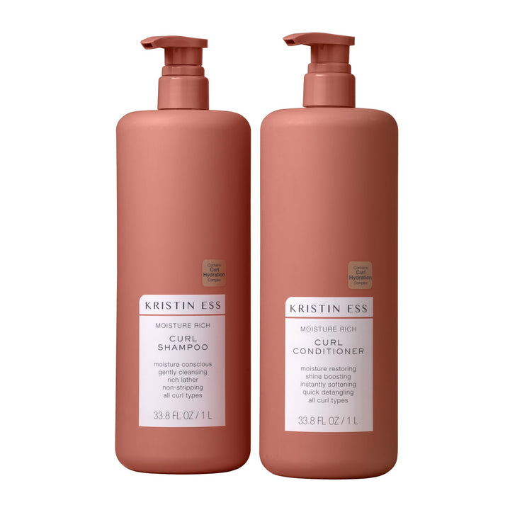Kristin Ess front packaging showing bottles and brand, highlights long-lasting hydration