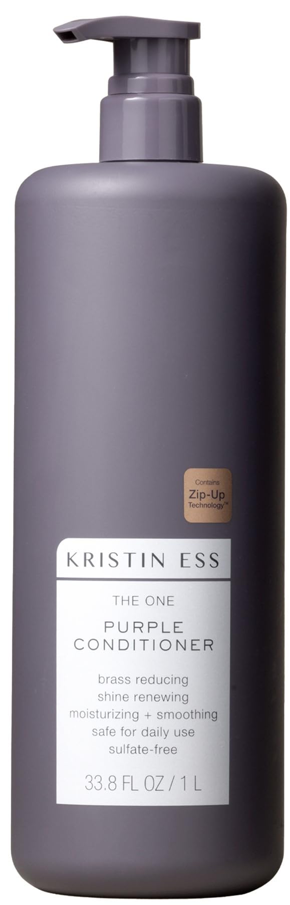 Kristin Ess bottle front showing purple conditioner and benefit of toning
