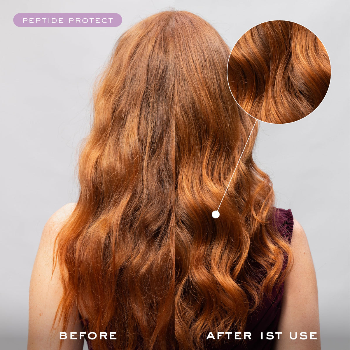 Kristin Ess before and after hair comparison showing improved shine and reduced frizz
