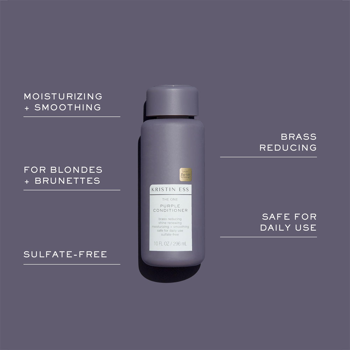 Kristin Ess creamy purple conditioner texture pouring for easy spread