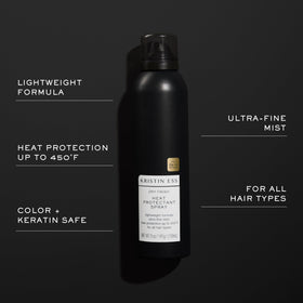 kristin ess spray in use during blowout to reduce frizz and smooth hair