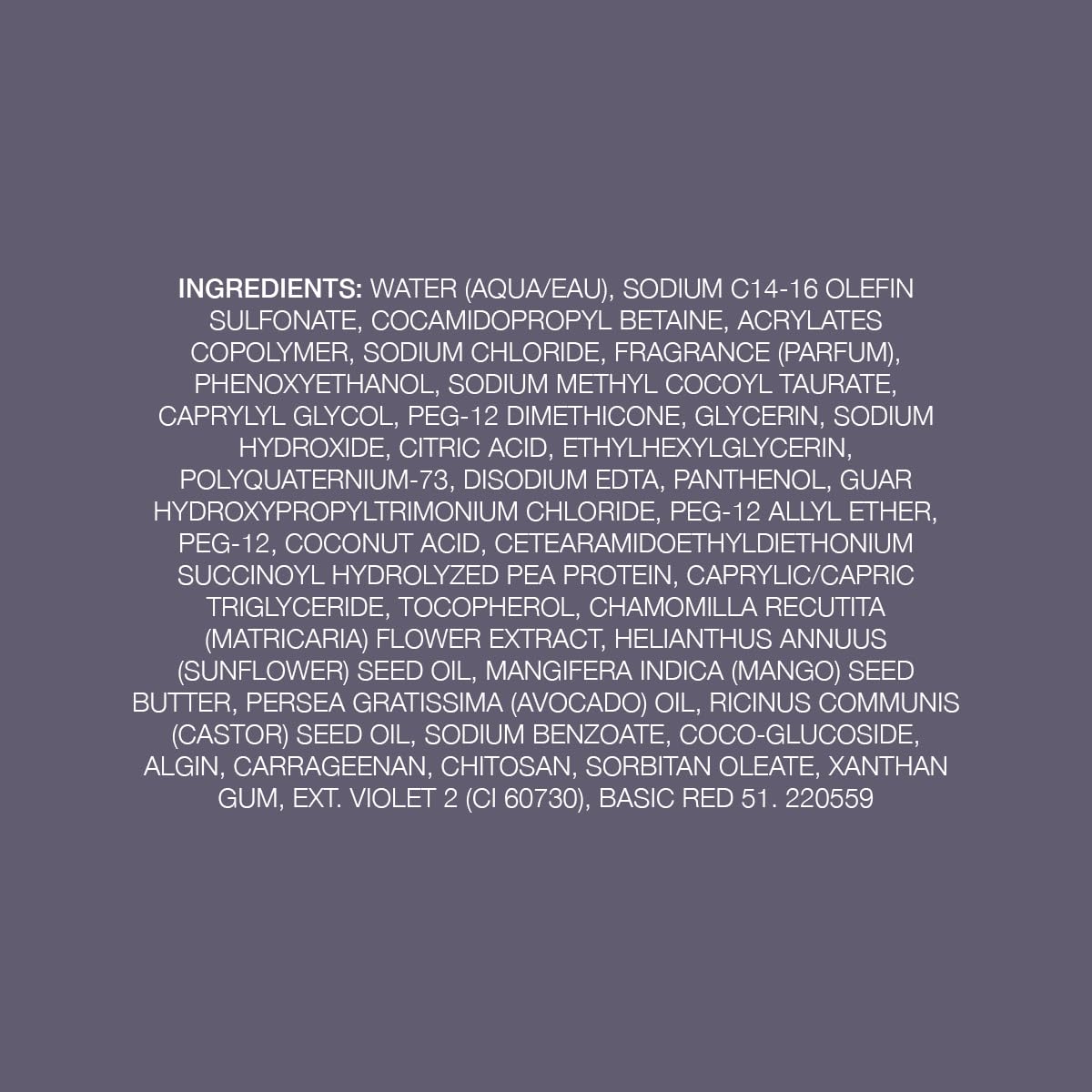 Kristin Ess ingredient list emphasizing sulfate and paraben free benefit