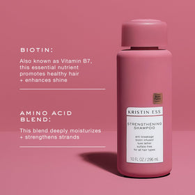 Kristin Ess shampoo creamy lather texture demonstrating gentle cleanse benefit