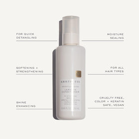 Kristin Ess texture of spray mist on wet hair highlighting lightweight moisture