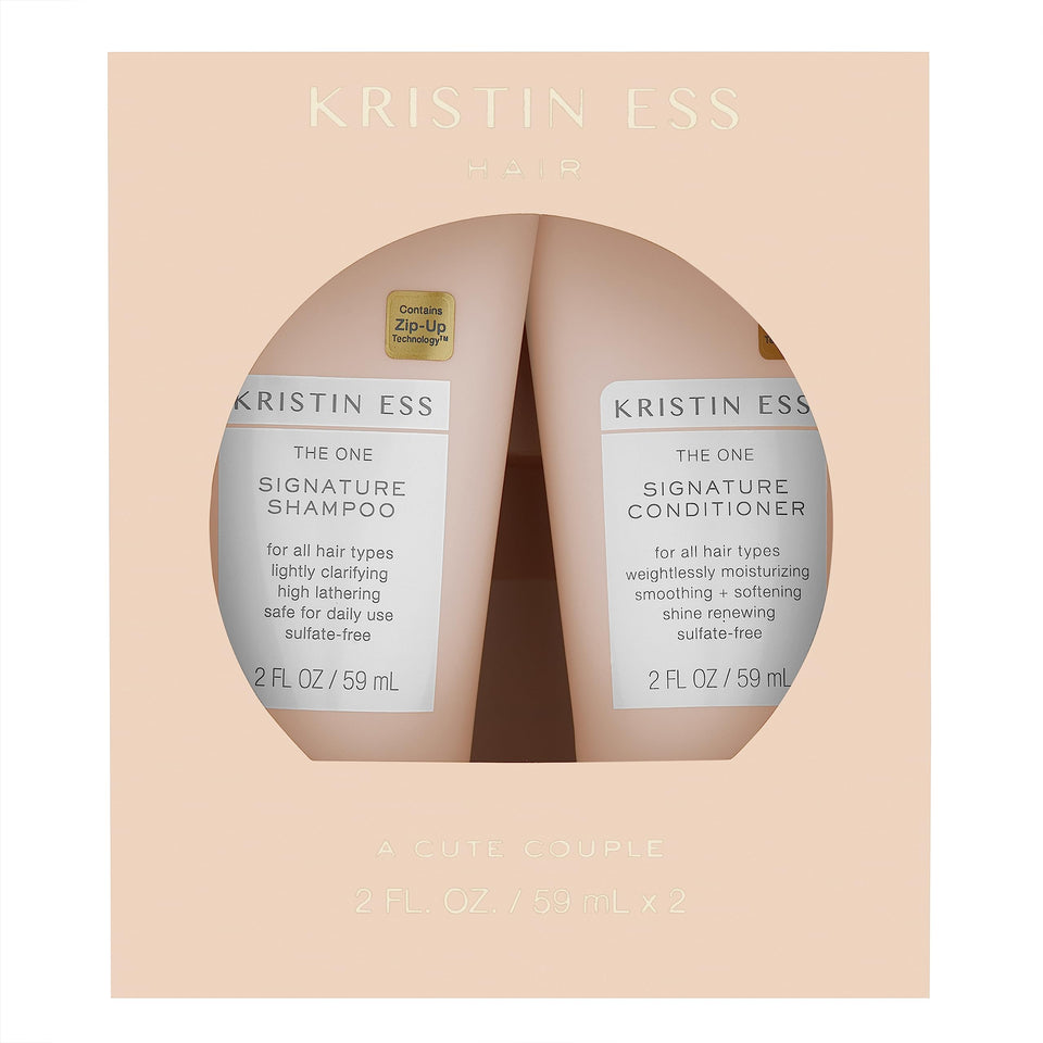 Kristin Ess travel duo front packaging shows compact, TSA-ready convenience and salon performance