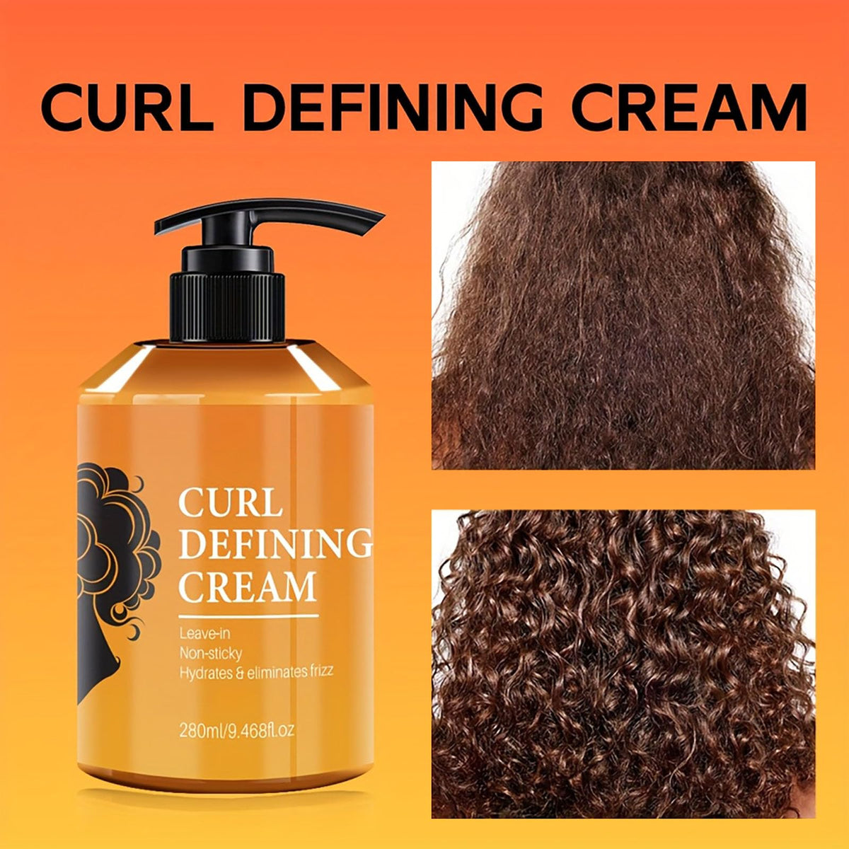 Krmspe cream applied to damp curls in hand, demonstrates easy distribution
