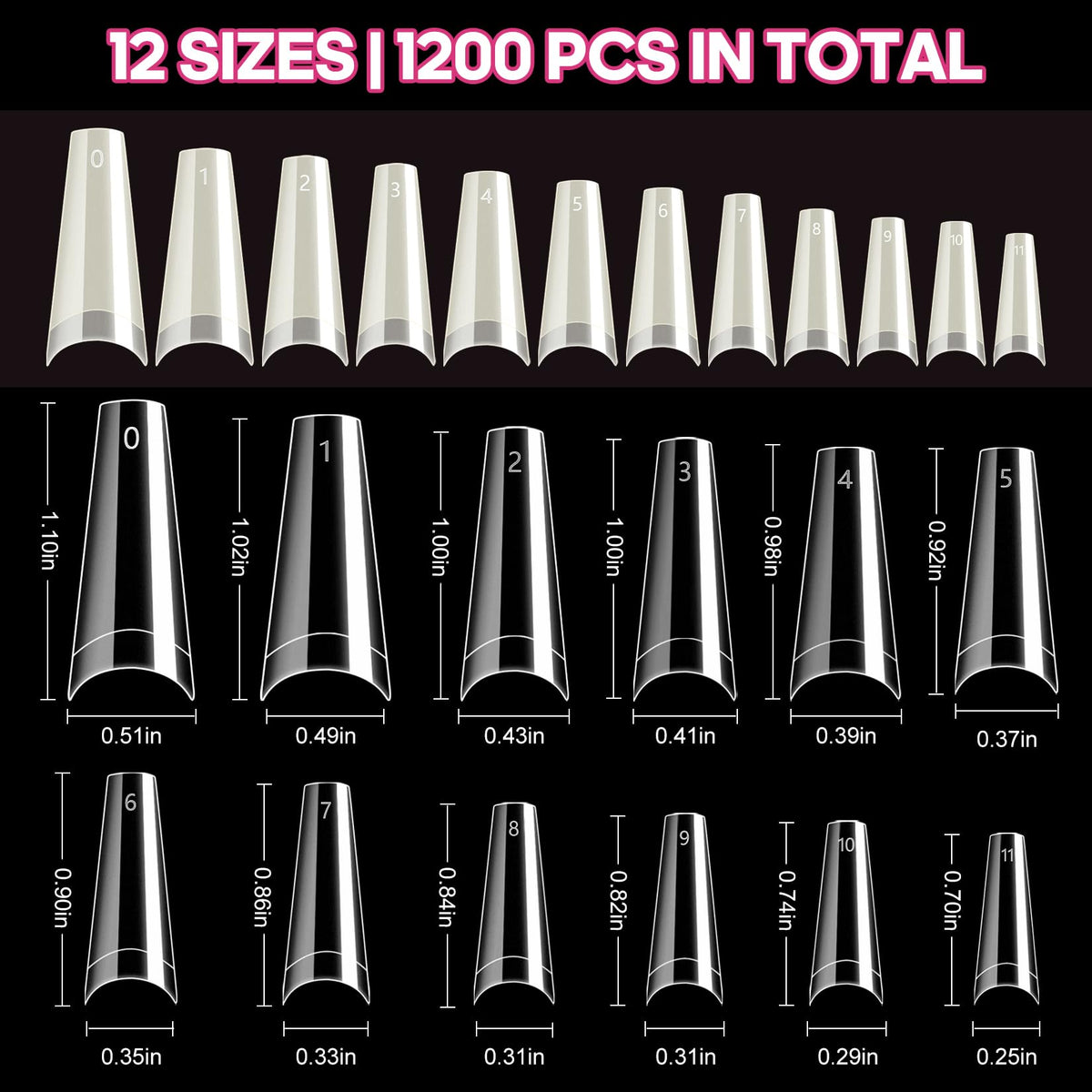 krofaue clear tip with engraved size numbers offering quick selection