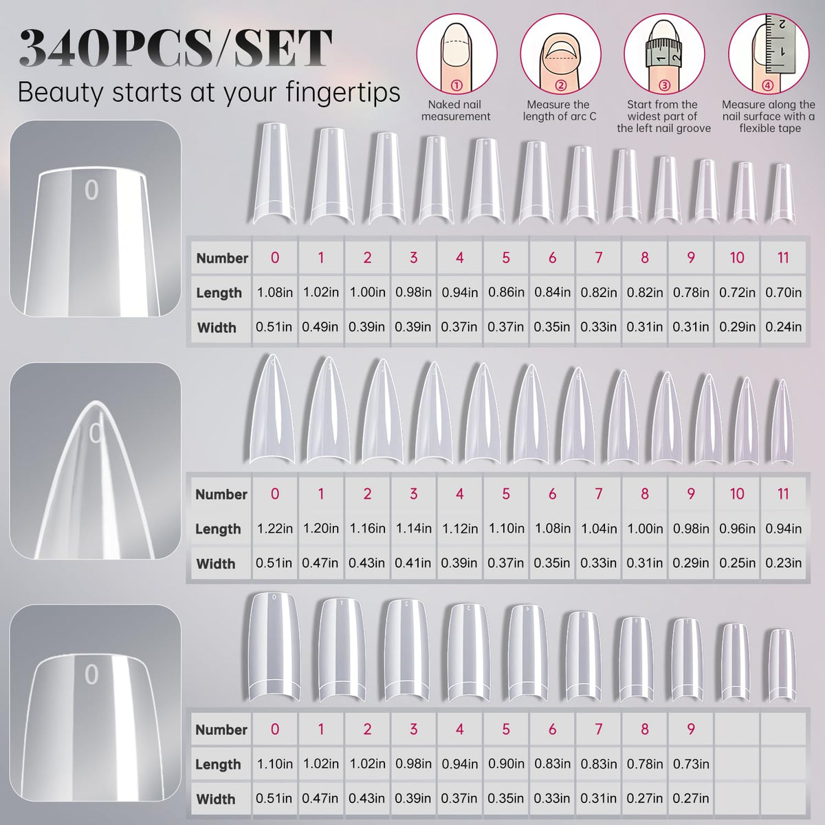 krofaue stiletto tips detail showing pointed curvature and precision shaping benefit