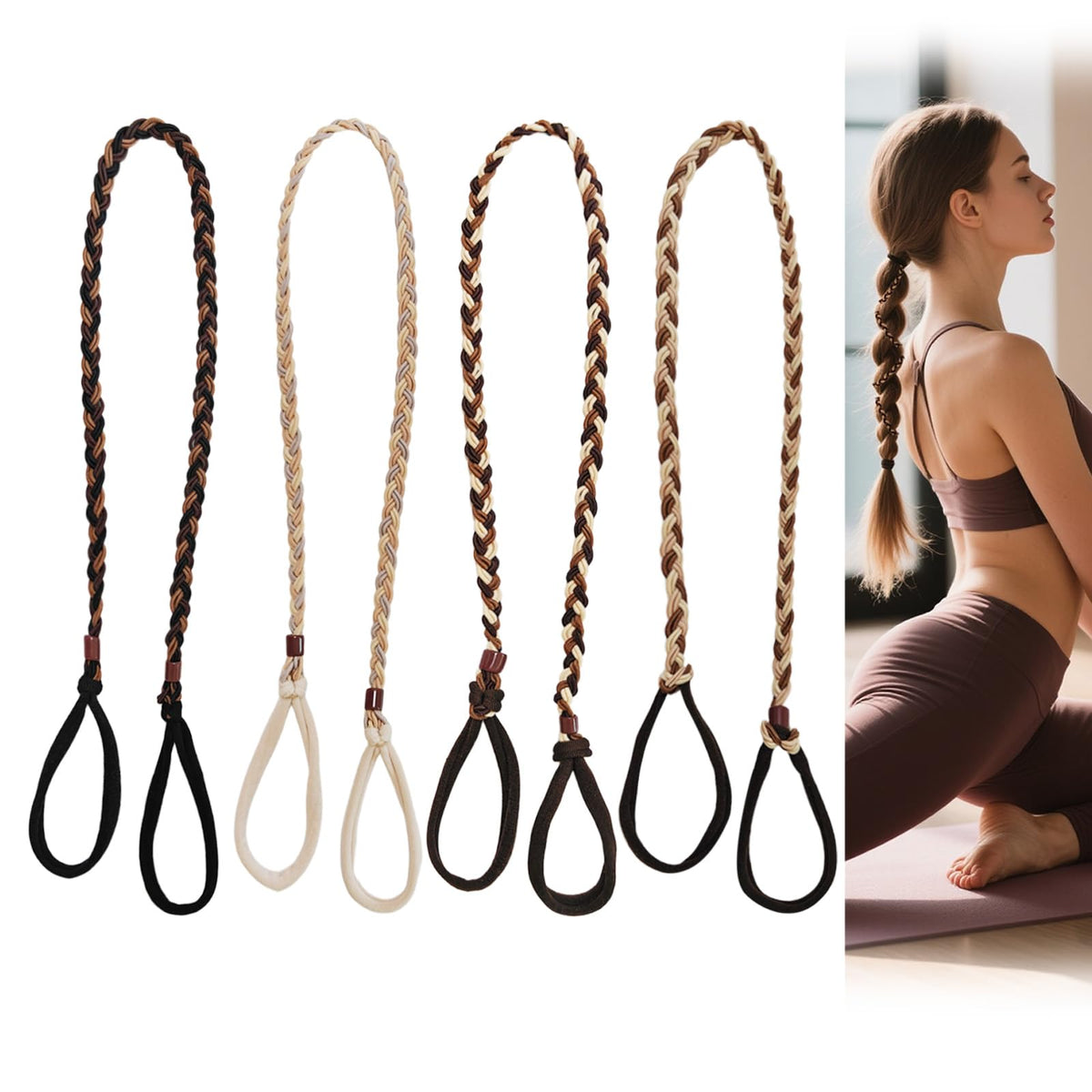 KRYPTXH front pack of four neutral spiral hair ties showing colors and packaging benefit