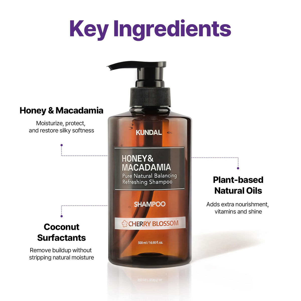 KUNDAL macadamia and argan oil close-up showing nourishing botanicals