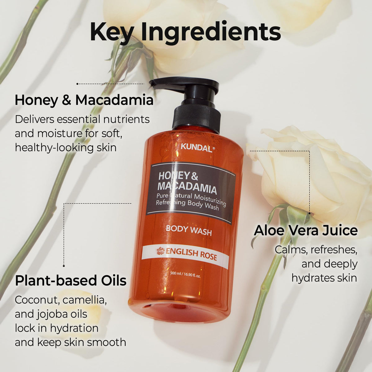 KUNDAL pump dispensing creamy foam for gentle, moisturizing cleanse