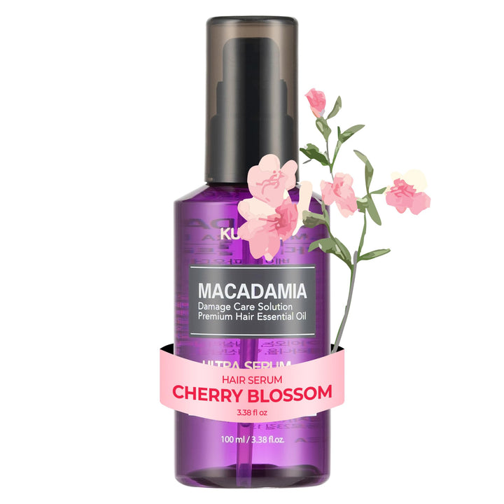 KUNDAL bottle front packaging showcasing product and Cherry Blossom scent benefits