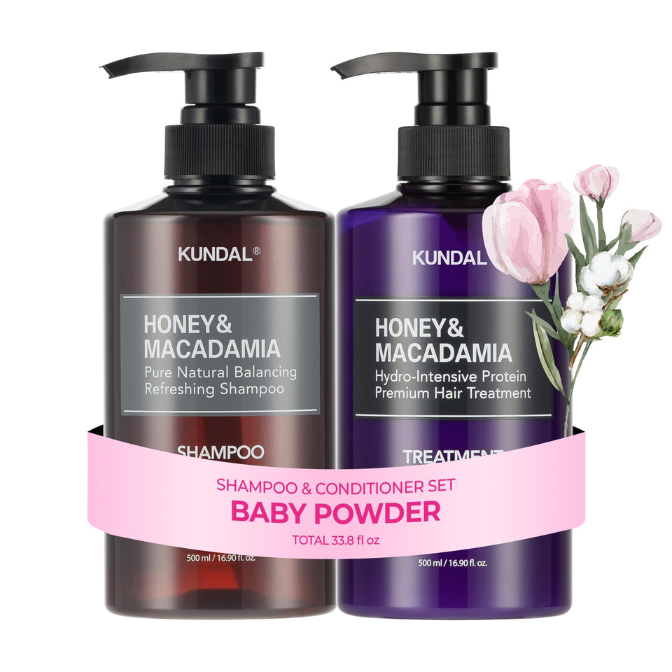 KUNDAL front packaging showing twin 16.9 fl oz bottles and elegant design for upscale feel