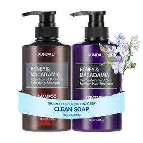 KUNDAL front packaging of shampoo and conditioner showing elegant bottles and scent