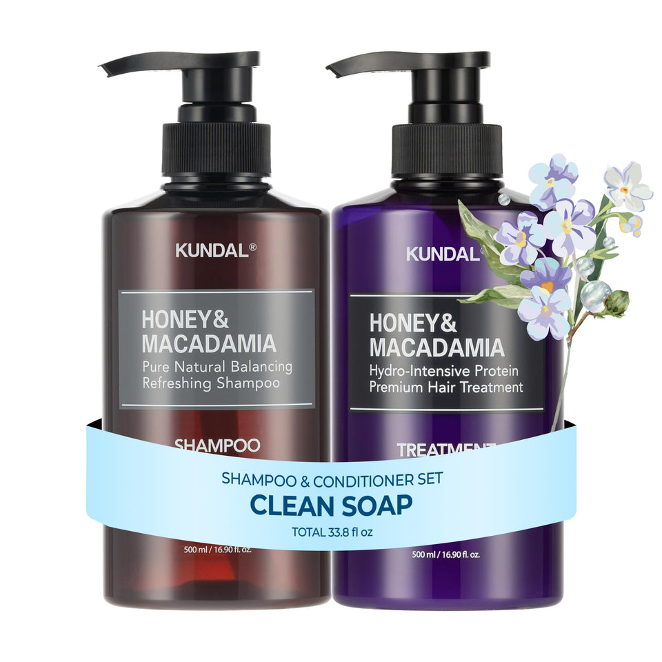 KUNDAL front packaging of shampoo and conditioner showing elegant bottles and scent