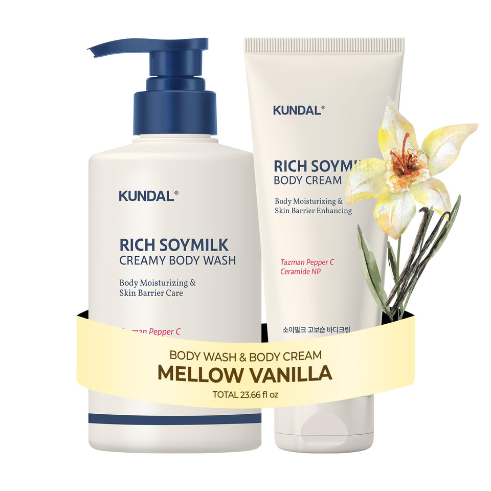 KUNDAL front packaging duo showing both bottles and vanilla scent benefit